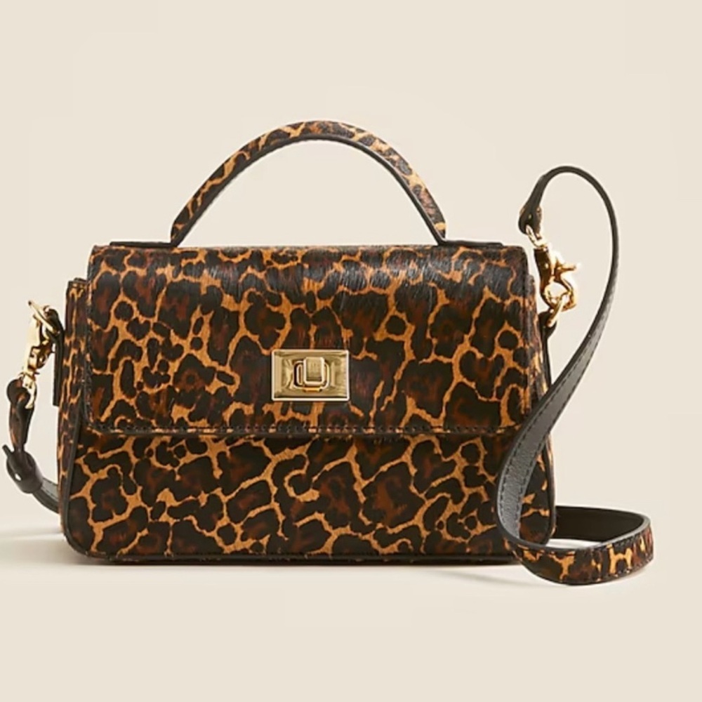 J. Crew Small Edie Top-Handle Bag - Leopard Print, NWT